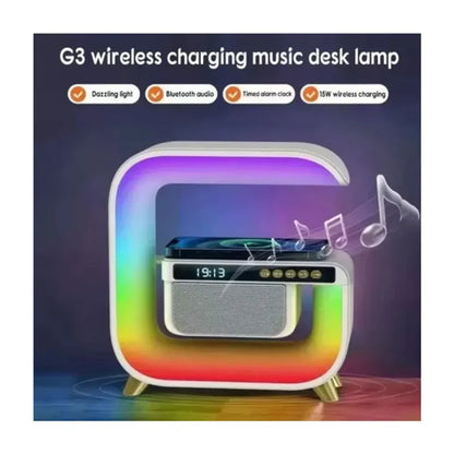 ESTACION 4 EN 1 RGB, CARGA INALAMBRICA CON BLUETOOTH Y ALTAVOZ