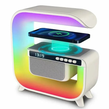 ESTACION 4 EN 1 RGB, CARGA INALAMBRICA CON BLUETOOTH Y ALTAVOZ