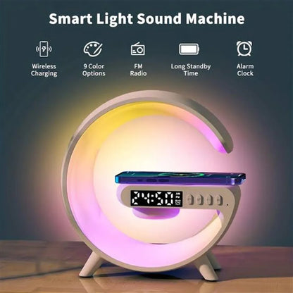 LAMPARA INTELIGENTE RGB CON SONIDO, LUZ LED Y CARGA INALAMBRICA, PARLANTE