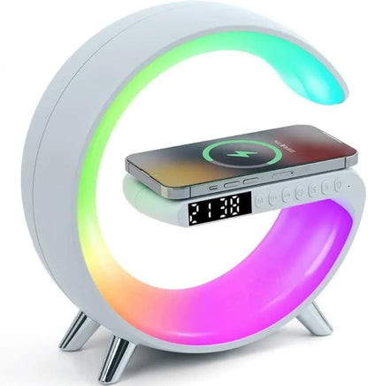 LAMPARA INTELIGENTE RGB CON SONIDO, LUZ LED Y CARGA INALAMBRICA, PARLANTE