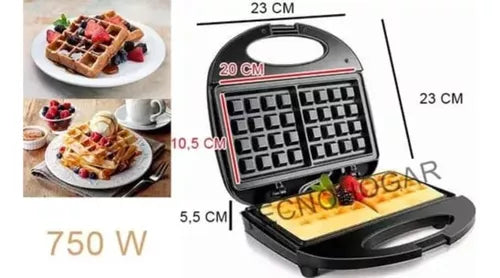 WAFLERA ELECTRICA 2 REBANADAS 850W WAFFLE MAKER R242